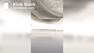 Girl big poop in toilet