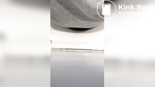 Girl big poop in toilet