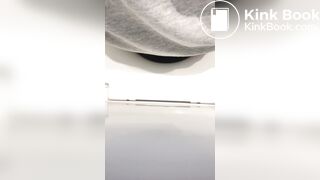 Girl big poop in toilet