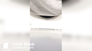 Girl big poop in toilet