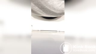 Girl big poop in toilet