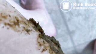 Black leather pants pooping