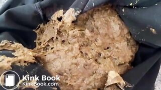 Black leather pants pooping