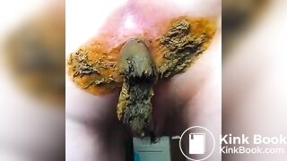 Close up of sweet girl shitting