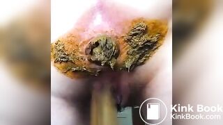 Close up of sweet girl shitting