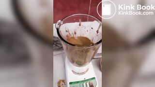 Girl making scat and piss cocktail