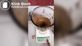 Girl making scat and piss cocktail