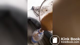 Girl making scat and piss cocktail