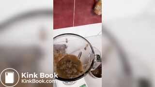 Girl making scat and piss cocktail