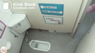 Japanese girl pooping in undocking toilet