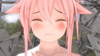 Close up of girl's face while pooping