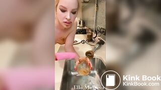 Horny Girl shits on Plate