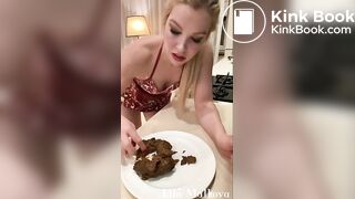 Horny Girl shits on Plate