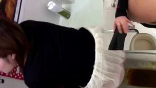 girl diarrhea in cafe toilet - video 2