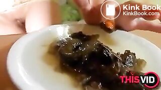 Russian Milf Enjoys Her Own Shit Dinner