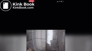 A blonde chick takes a shit in bathroom (mirror)