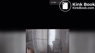 A blonde chick takes a shit in bathroom (mirror)