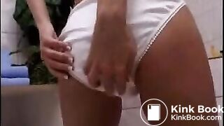 Two sexy girls pooping her panties together