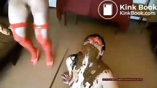 Getting sprayed on and eating shit