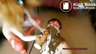 Getting sprayed on and eating shit