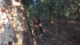 Latina lady shits outdoors, shows TP
