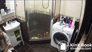 A young chick shit in the bathroom