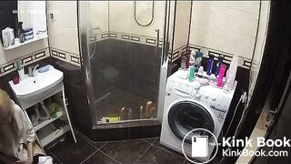 A young chick shit in the bathroom