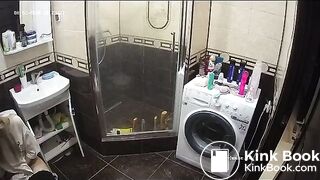 A young chick shit in the bathroom