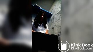 Thai girl sitting shit in the bathroom