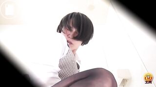 constipated girl farting on squat toilet