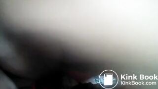 Shaved Indian aunty shitting on paper