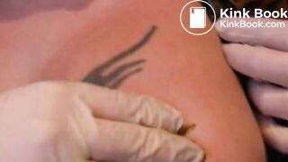 pissing and shitting in the shower and smeared her sexy breasts with it