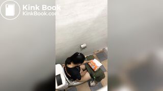 Thai womam pooping in toilet