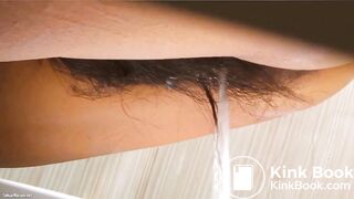 Few Asian girl shitting on public toilet