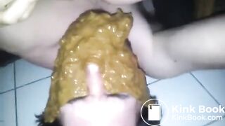Girl poop diarrhea into slave mouth