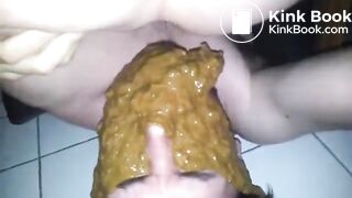 Girl poop diarrhea into slave mouth