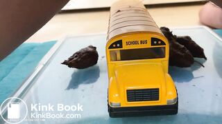 Giant verbally physically plays with bus (scat)