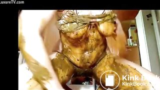 Girl enjoys shit smearing