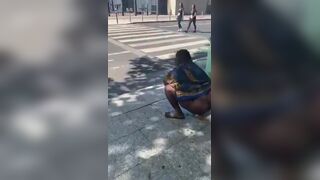 Black lady found pooping in public without any care