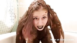 Full covered shit girl
