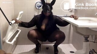Ebony Mistresses Use Bathroom Floor