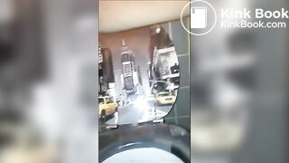 Ebony shitting and pissing over toilet