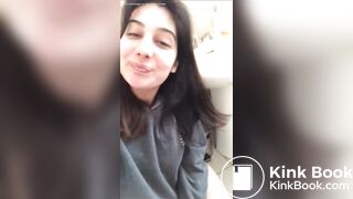 Mexican girl taking a morning shit