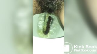 Latin girl takes a long poop