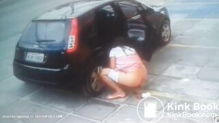 Girl poops on the street