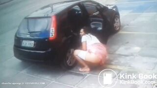 Girl poops on the street