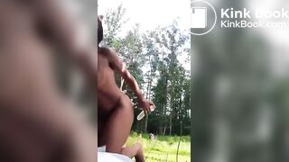 Ebony Shitting Outside