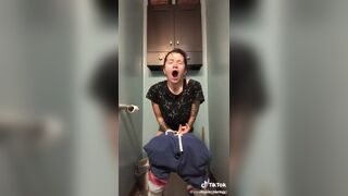 Brunette on Tik Tok pooping