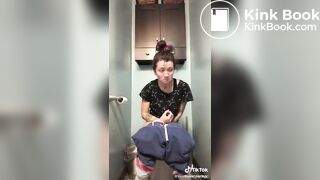 Brunette on Tik Tok pooping