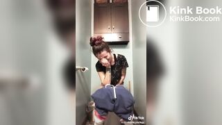 Brunette on Tik Tok pooping